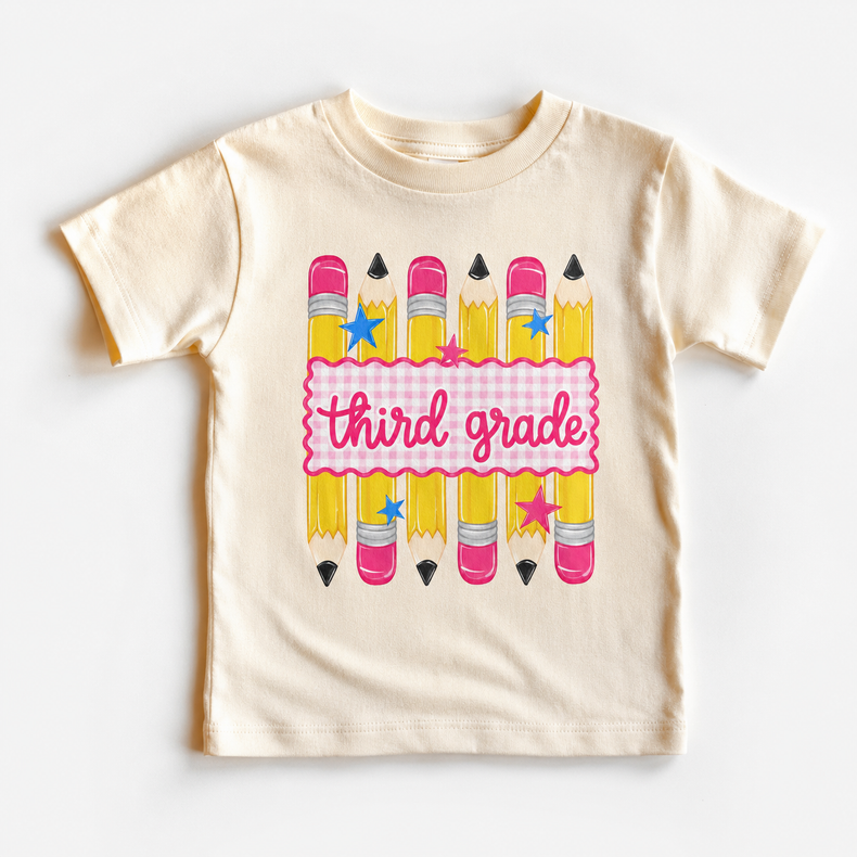 Third Grade Pencil  Shirt, Girls Back To School Tee, Cute School 3rd Grade Student Shirt, First Day Of School Graphic Tee