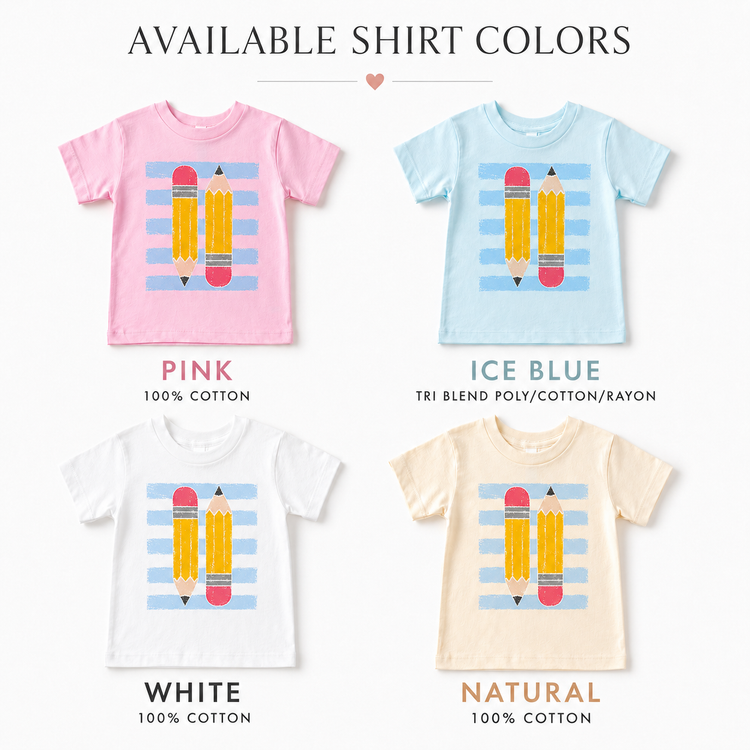 Back to School Pencil  Toddler Shirt, Blue Stripe  School Tee, Preschool Kindergarten Outfit