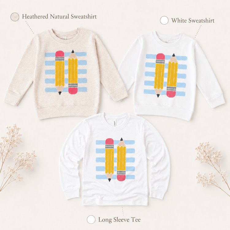 Back to School Pencil  Toddler Shirt, Blue Stripe  School Tee, Preschool Kindergarten Outfit
