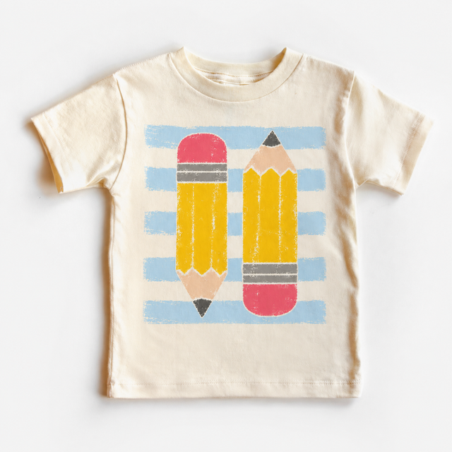 Back to School Pencil Toddler, Blue Stripe School, Preschool Kindergarten Outfit graphic T-shirt by Madi Moosh