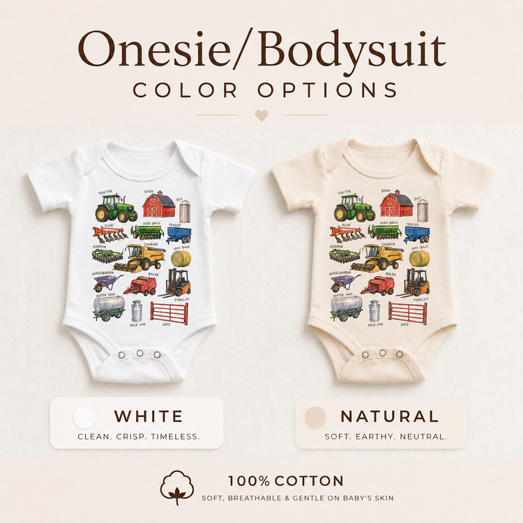 Farm Equipment Chart Toddler Shirt, Tractor Barn Silo Combine Kids Farm Machinery Tee, Country Farm Graphic Shirt