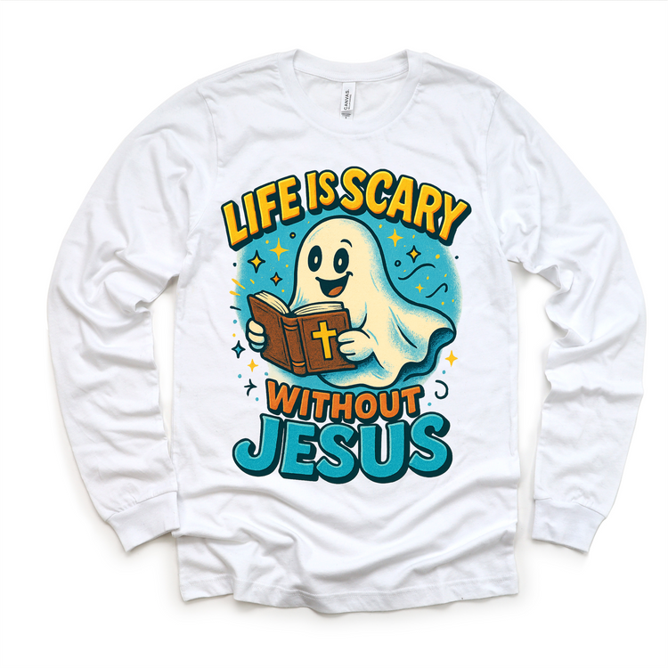 Life Is Scary Without Jesus Halloween Christian Shirt - Holy Ghost Tee