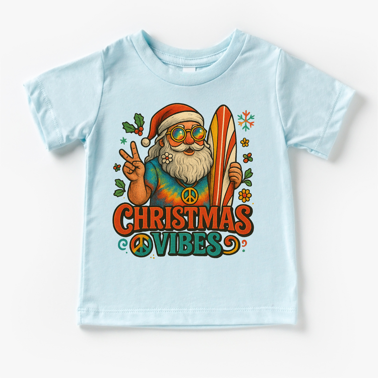 Christmas Vibes Surfing Santa Shirt - Christmas Tee