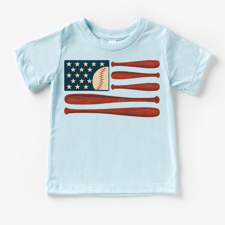 Baseball American Flag Shirt – Patriotic Baseball Tee – Kids USA Baseball Shirt – 4th of July Outfit