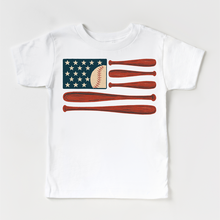 Baseball American Flag Shirt – Patriotic Baseball Tee – Kids USA Baseball Shirt – 4th of July Outfit