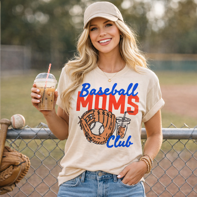 Baseball Moms Club Tee | Game Day Mom Graphic Shirt | Baseball Season T-Shirt | Sports Mom Boutique Tee | Unisex Oversized Fit