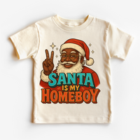 Santa Is My Homeboy Black Santa Natural kids T-shirt