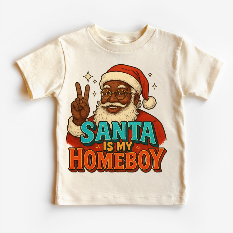 Santa Is My Homeboy Christmas Shirt - Black Santa Tee