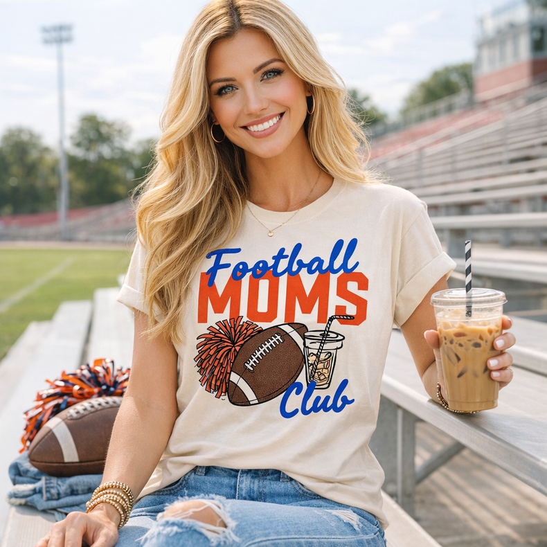 Football Moms Club Graphic Tee – Game Day Mom Shirt, Football Season Tee, Sports Mom Apparel