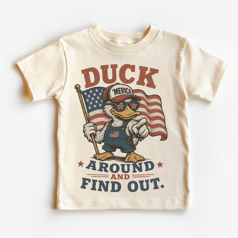 Duck Around and Find Out Kids Shirt | Funny Patriotic Duck Tee | 4th of July Kids Shirt