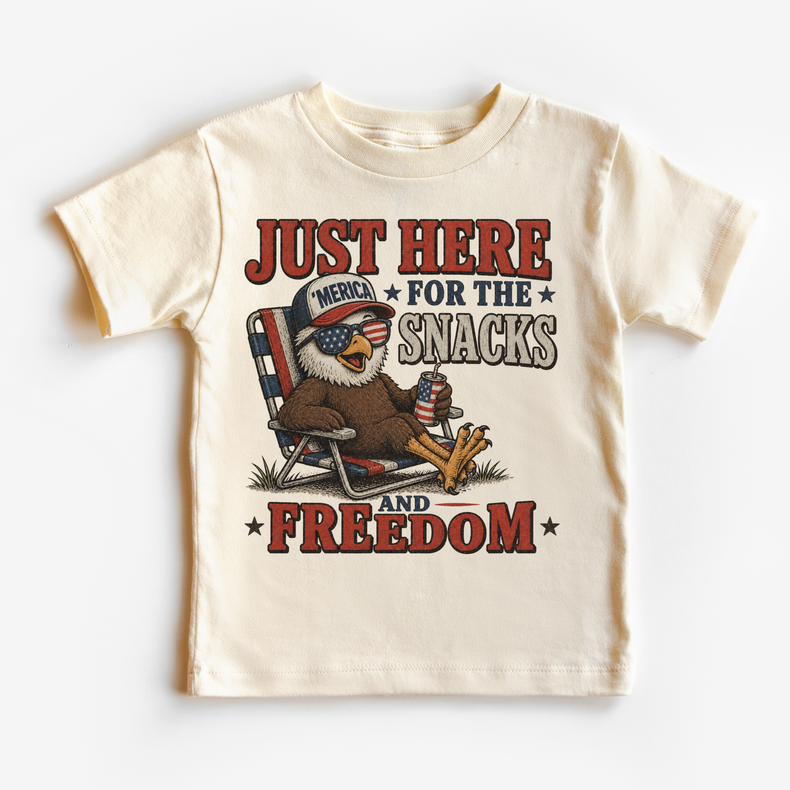 Just Here for the Snacks Kids Shirt | Funny Patriotic Eagle Tee | 4th of July Kids Shirt