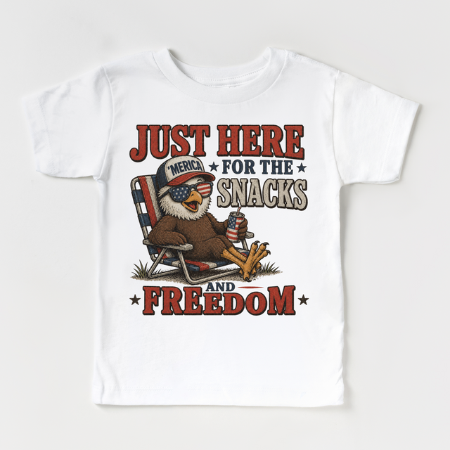 Just Here for the Snacks Kids Shirt | Funny Patriotic Eagle Tee | 4th of July Kids Shirt