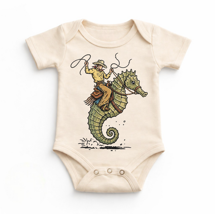 Cowboy Seahorse Shirt, Western Kids Shirt, Funny Rodeo Tee for Kids, Ocean Cowboy Graphic Tee, Unique Kids Western Shirt