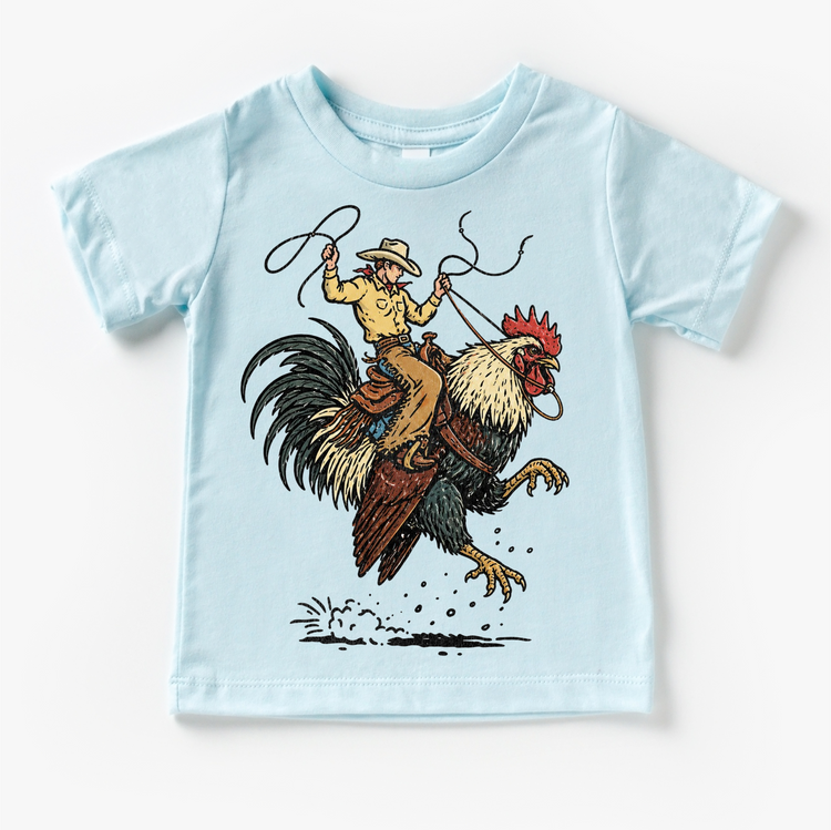 Cowboy Riding Rooster Shirt, Funny Western Kids Tee, Rodeo Chicken Shirt, Country Kids Graphic Tee, Vintage Western Shirt