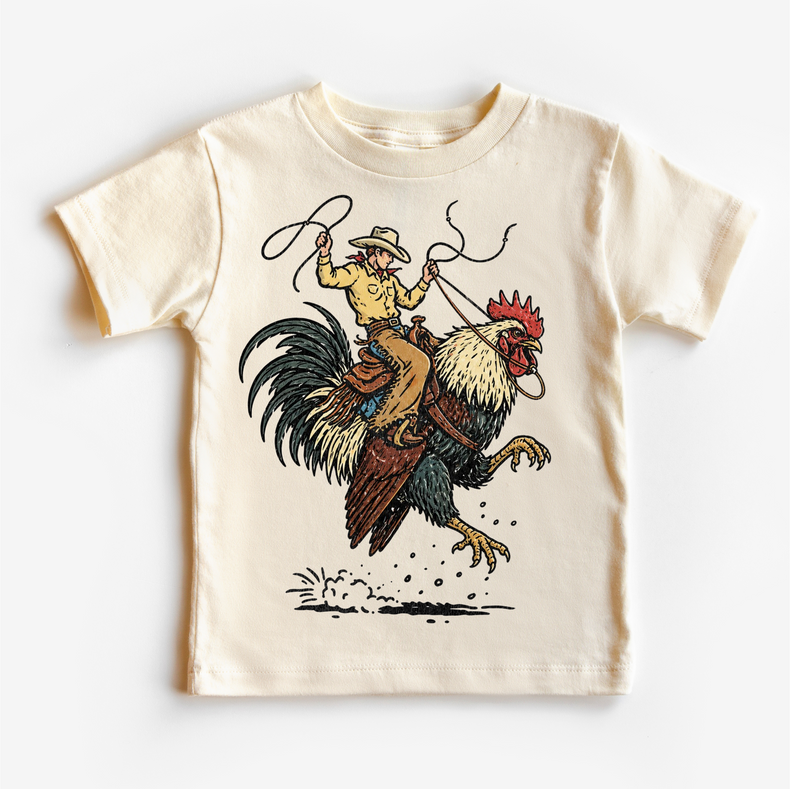Cowboy Riding Rooster Shirt, Funny Western Kids Tee, Rodeo Chicken Shirt, Country Kids Graphic Tee, Vintage Western Shirt