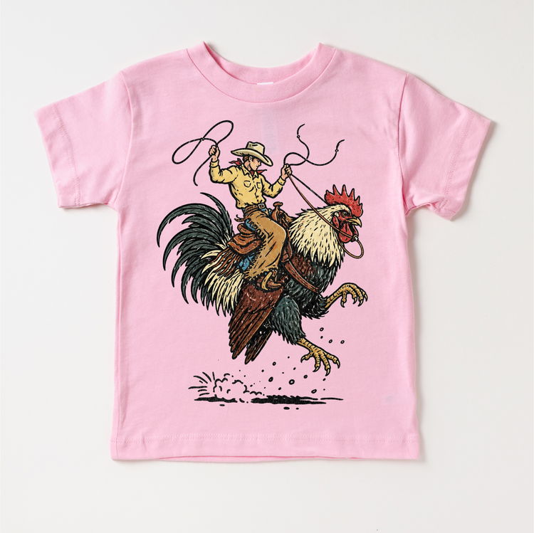 Cowboy Riding Rooster Shirt, Funny Western Kids Tee, Rodeo Chicken Shirt, Country Kids Graphic Tee, Vintage Western Shirt