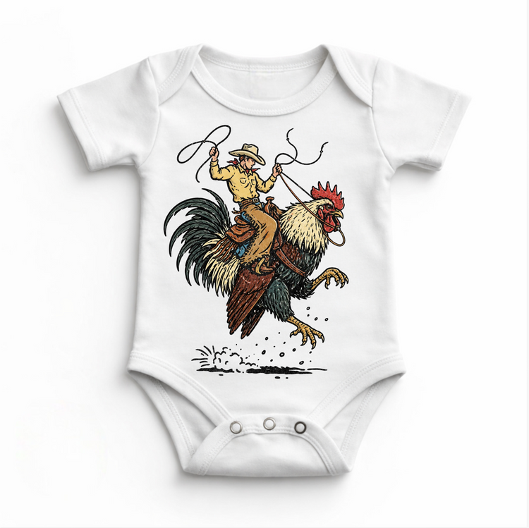 Cowboy Riding Rooster Shirt, Funny Western Kids Tee, Rodeo Chicken Shirt, Country Kids Graphic Tee, Vintage Western Shirt