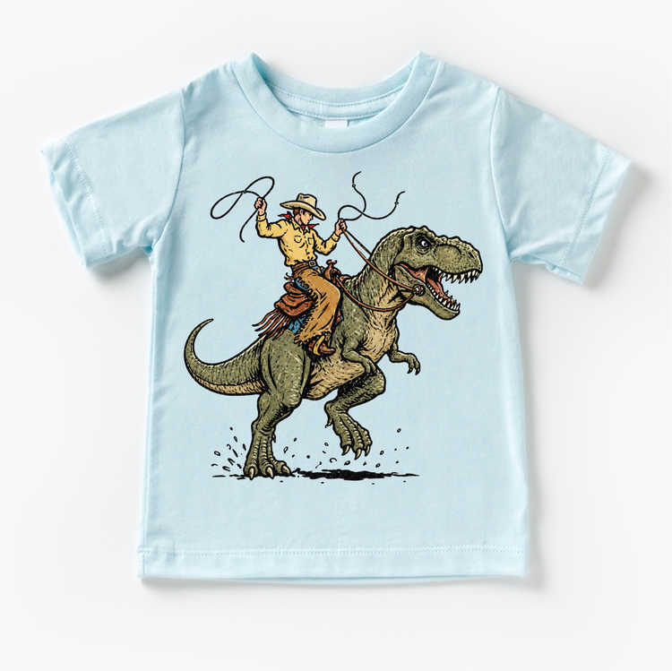 Cowboy Riding Dinosaur Shirt, T-Rex Cowboy Tee, Western Dino Kids Shirt, Funny Rodeo Dinosaur Shirt, Vintage Kids Graphic Tee