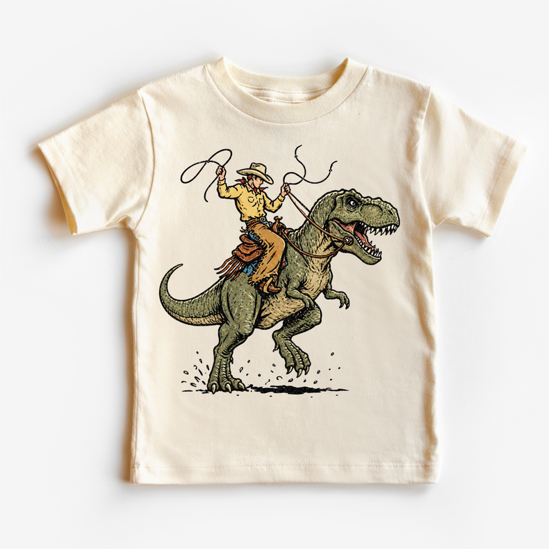 Cowboy Riding Dinosaur Shirt, T-Rex Cowboy Tee, Western Dino Kids Shirt, Funny Rodeo Dinosaur Shirt, Vintage Kids Graphic Tee