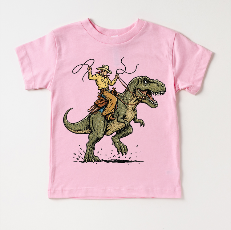 Cowboy Riding Dinosaur Shirt, T-Rex Cowboy Tee, Western Dino Kids Shirt, Funny Rodeo Dinosaur Shirt, Vintage Kids Graphic Tee