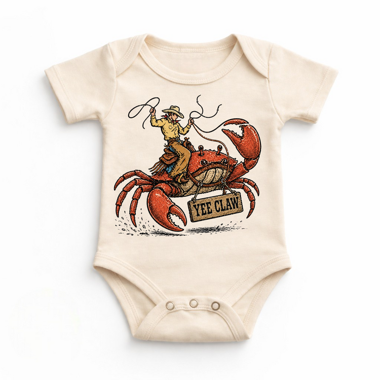 Yee Claw Shirt, Cowboy Crab Kids Shirt, Western Beach Tee, Funny Coastal Cowboy Shirt, Kids Graphic Tee