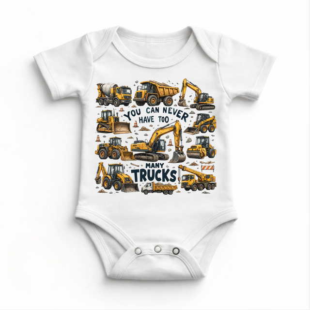 You Can Never Have Too Many Trucks Kids T-Shirt – Construction Vehicles Shirt – Toddler & Youth Tee