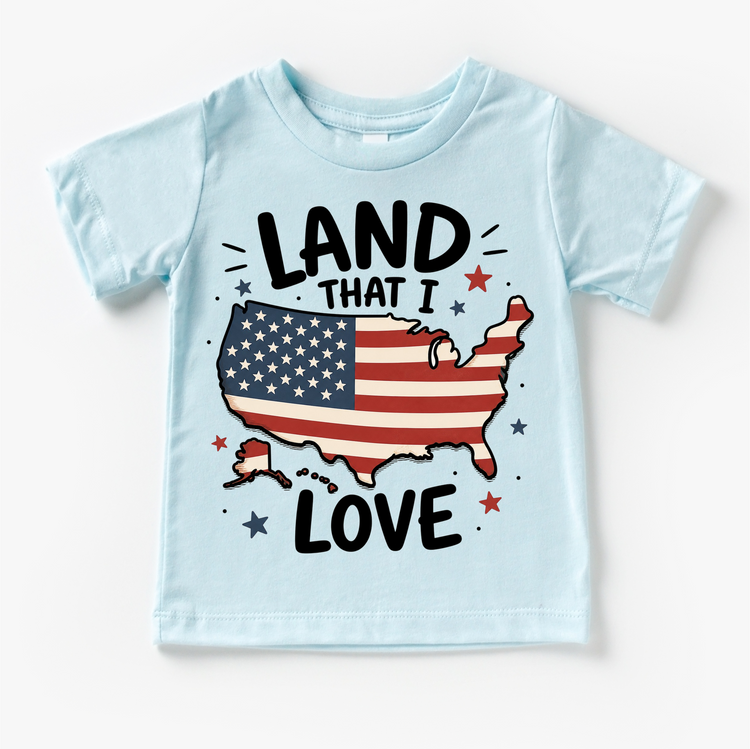 Land That I Love Kids Shirt – Patriotic USA Tee – 4th of July Outfit – American Flag Graphic Shirt