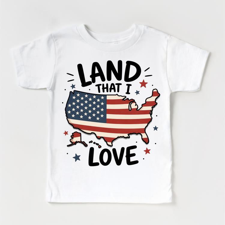 Land That I Love Kids Shirt – Patriotic USA Tee – 4th of July Outfit – American Flag Graphic Shirt