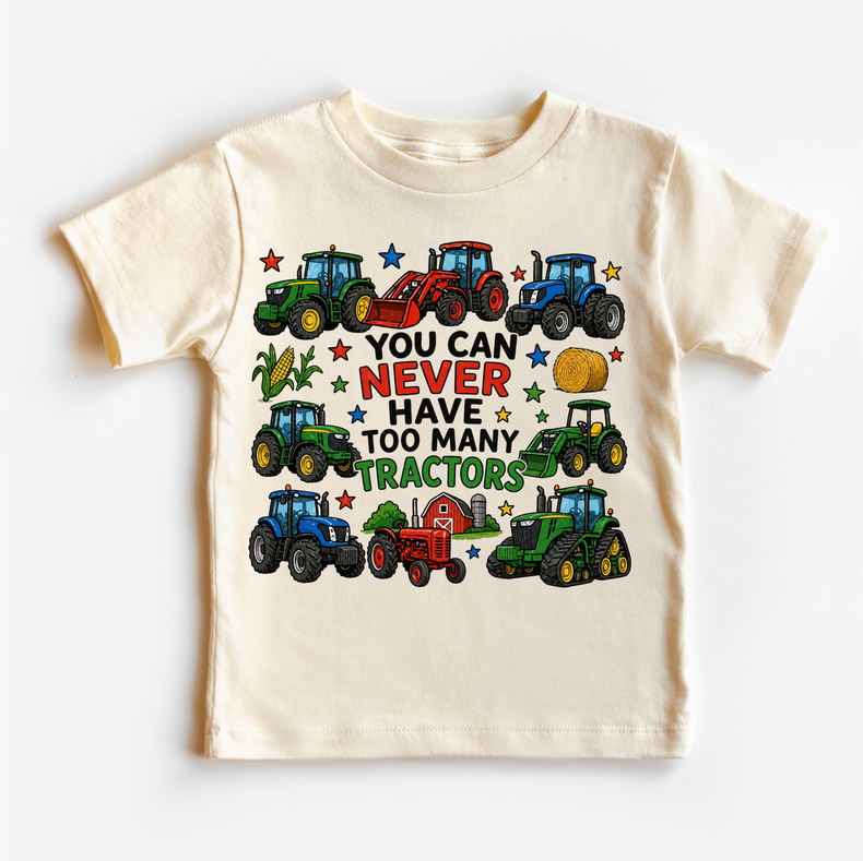 Too Many Tractors Shirt – Kids Tractor Tee – Farm Kid Shirt – Tractor Lover Outfit – Country Boy Graphic Tee