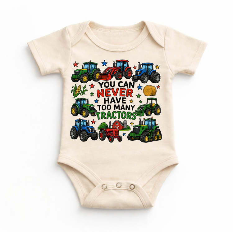 Too Many Tractors Shirt – Kids Tractor Tee – Farm Kid Shirt – Tractor Lover Outfit – Country Boy Graphic Tee