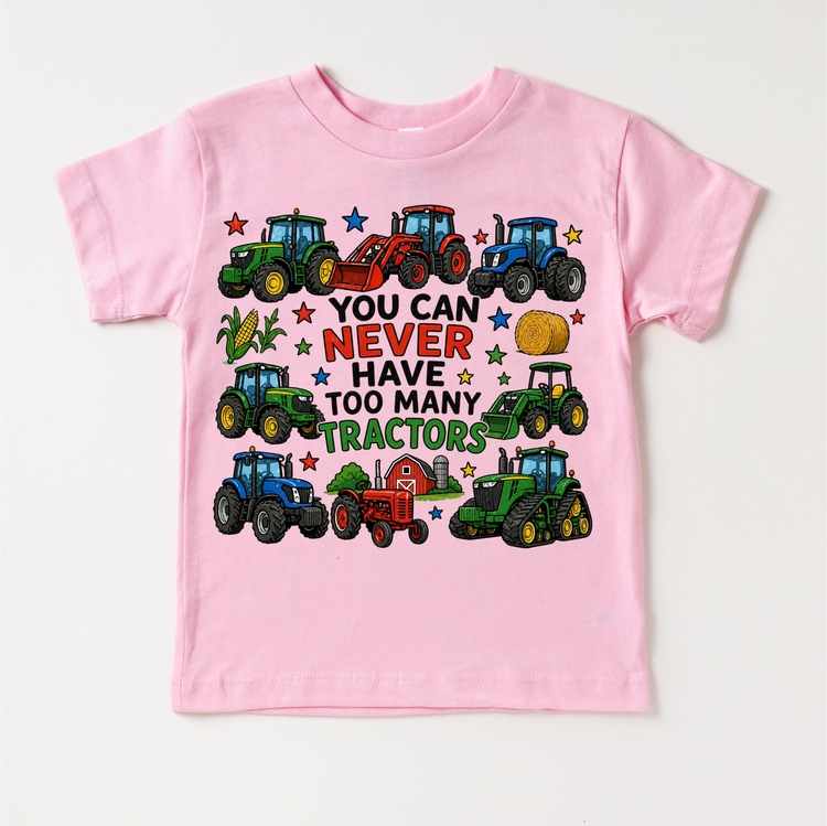 Too Many Tractors Shirt – Kids Tractor Tee – Farm Kid Shirt – Tractor Lover Outfit – Country Boy Graphic Tee