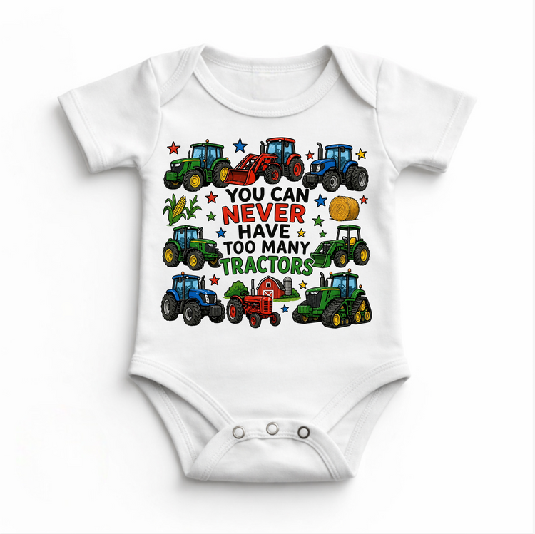 Too Many Tractors Shirt – Kids Tractor Tee – Farm Kid Shirt – Tractor Lover Outfit – Country Boy Graphic Tee