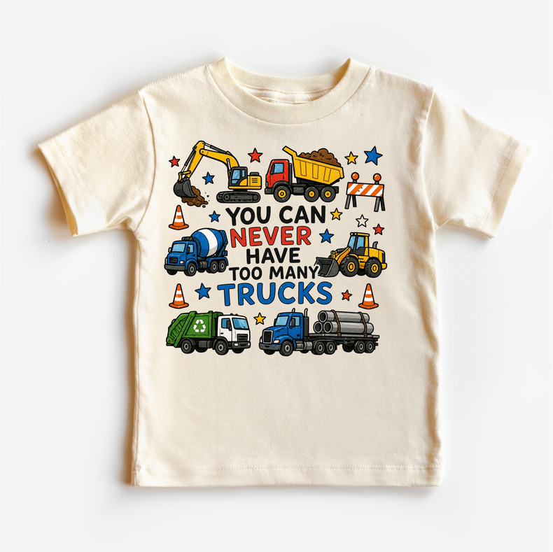 Too Many Trucks Shirt – Construction Truck Tee – Kids Truck Shirt – Little Boy Graphic Tee – Truck Lover Outfit