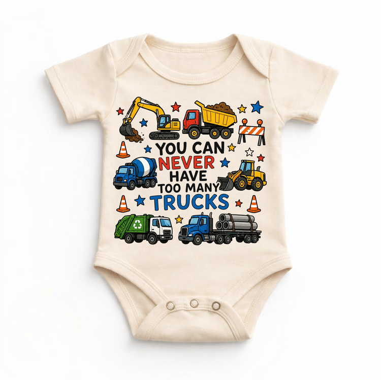 Too Many Trucks Shirt – Construction Truck Tee – Kids Truck Shirt – Little Boy Graphic Tee – Truck Lover Outfit