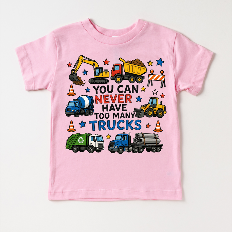 Too Many Trucks Shirt – Construction Truck Tee – Kids Truck Shirt – Little Boy Graphic Tee – Truck Lover Outfit