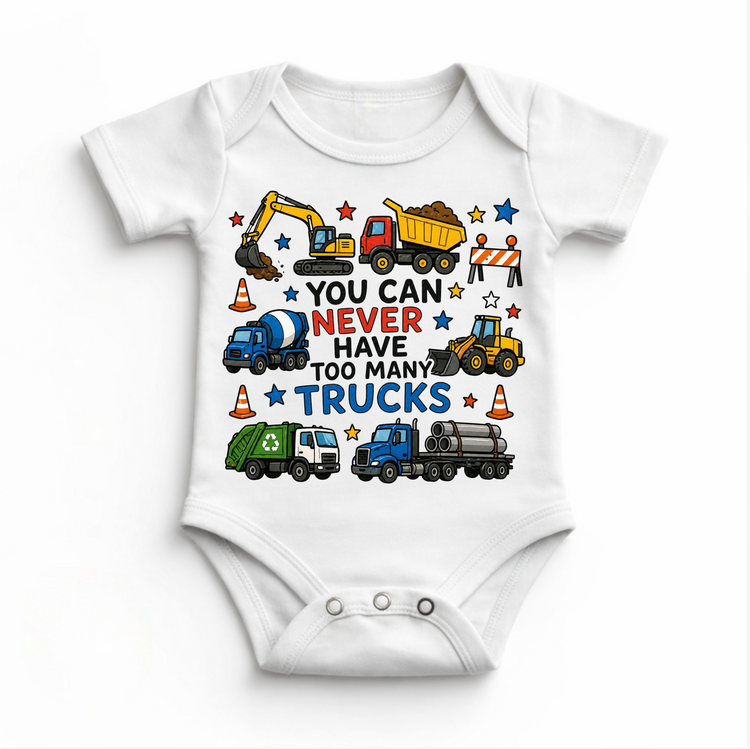 Too Many Trucks Shirt – Construction Truck Tee – Kids Truck Shirt – Little Boy Graphic Tee – Truck Lover Outfit