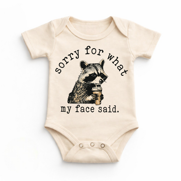 Sorry For What My Face Said Shirt, Funny Raccoon Tee, Sarcastic Kids Shirt, Attitude Graphic Tee, Sassy Toddler Outfit