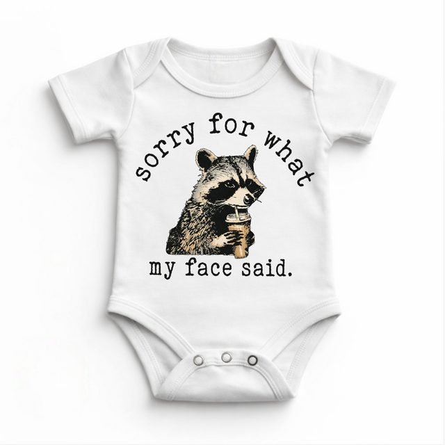 Sorry For What My Face Said Shirt, Funny Raccoon Tee, Sarcastic Kids Shirt, Attitude Graphic Tee, Sassy Toddler Outfit
