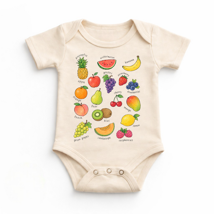 Names Of Fruit Chart Kids T-Shirt | Educational Fruit Tee | Watercolor Food Shirt | Kids Learning Shirt | Farmers Market Tee