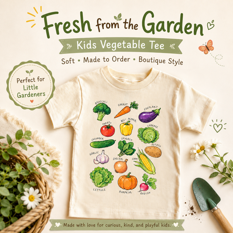 Names Of Vegetable Chart Shirt | Kids Garden T-Shirt | Educational Veggie Tee | Farmers Market Shirt