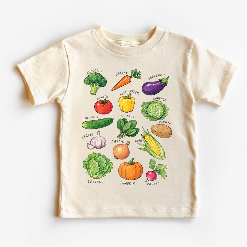 Names Of Vegetable Chart Shirt | Kids Garden T-Shirt | Educational Veggie Tee | Farmers Market Shirt