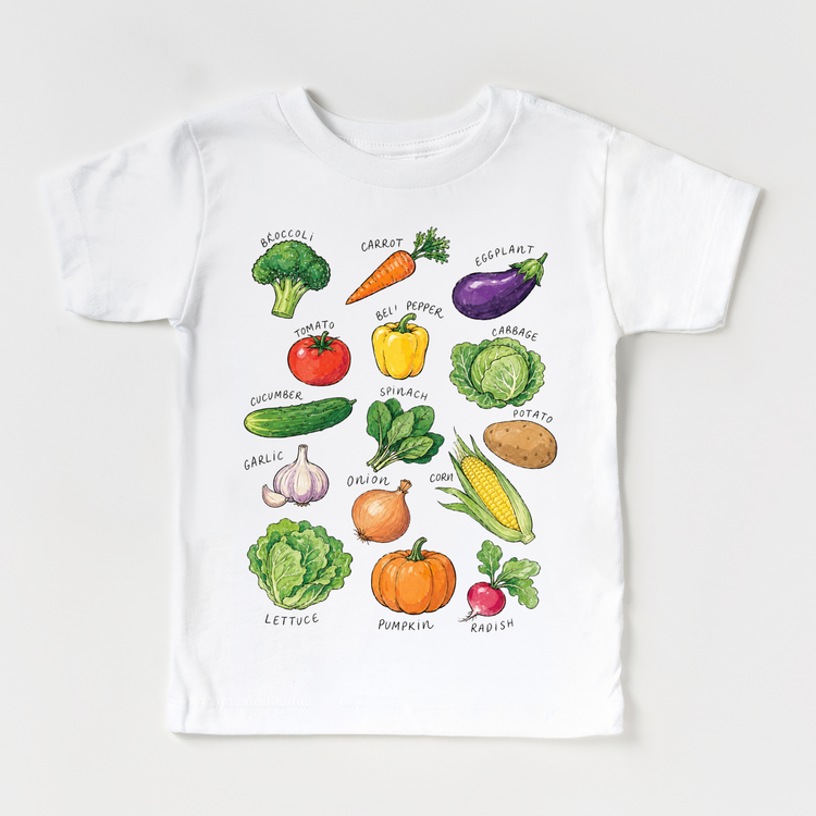Names Of Vegetable Chart Shirt | Kids Garden T-Shirt | Educational Veggie Tee | Farmers Market Shirt