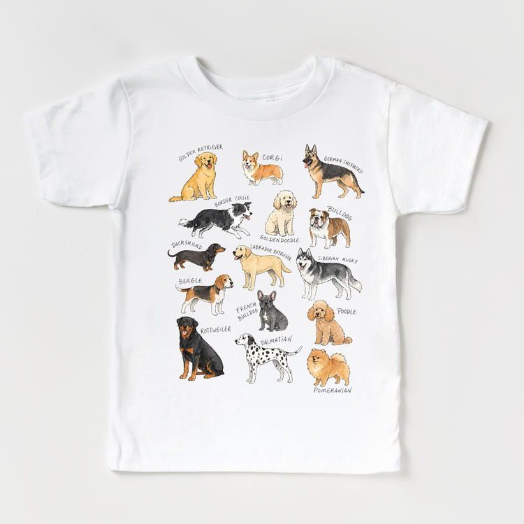 Dog Breeds Shirt | Kids Dog Lover T-Shirt | Puppy Breed Chart Tee | Animal Lover Shirt