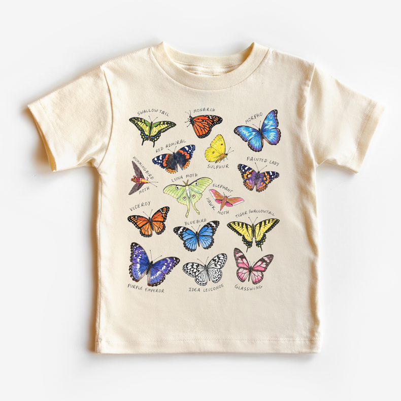 Kids Butterfly Shirt, Educational Insect Graphic Tee, Nature T-Shirt for Boys and Girls