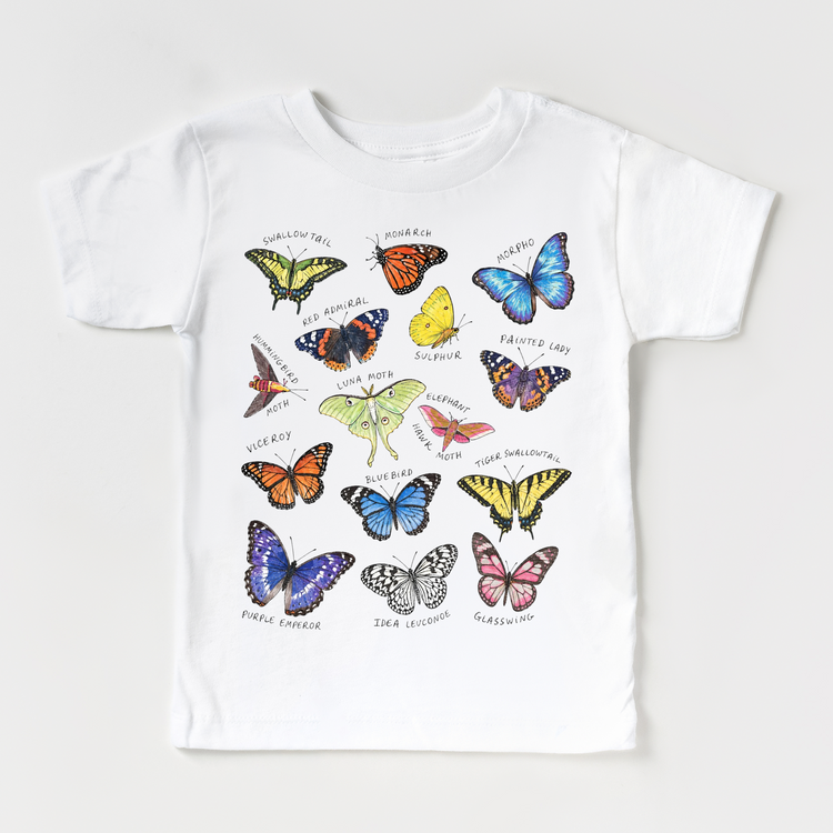 Kids Butterfly Shirt, Educational Insect Graphic Tee, Nature T-Shirt for Boys and Girls