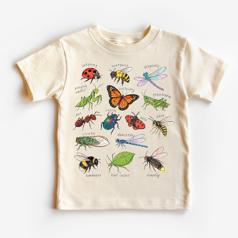 Names Of Insects Bug Chart Shirt | Kids Insect T-Shirt | Educational Nature Tee | Bug Lover Shirt