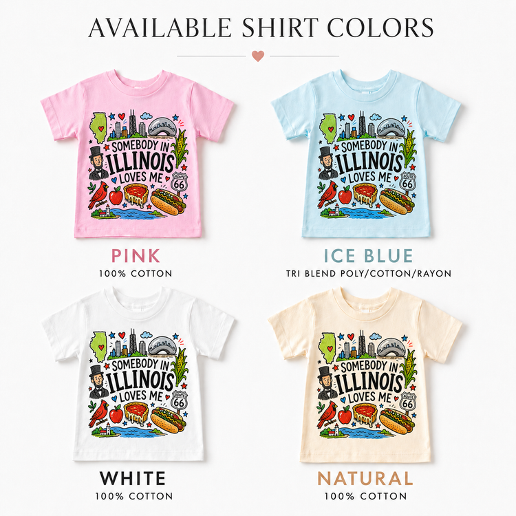 Illinois Kids Graphic T-Shirt, Somebody in Illinois Loves Me Tee, Chicago Toddler Shirt, Midwest Doodle Design