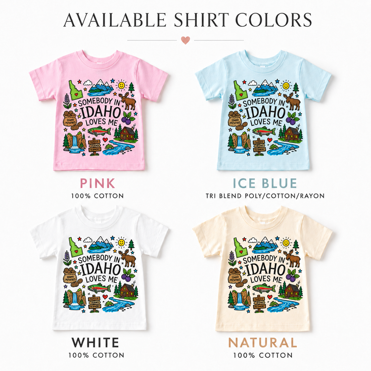 Idaho Kids Graphic T-Shirt, Somebody in Idaho Loves Me Tee, Mountain State Toddler Shirt, Outdoors Doodle Design