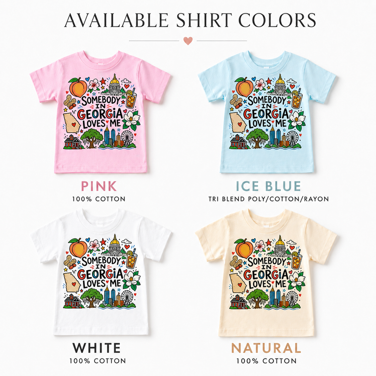 Georgia Kids Graphic T-Shirt, Somebody in Georgia Loves Me Tee, Peach State Toddler Shirt, Southern Doodle Design