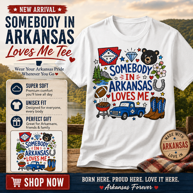 Somebody In Arkansas Loves Me Kids Graphic Tee, Southern State Pride Shirt